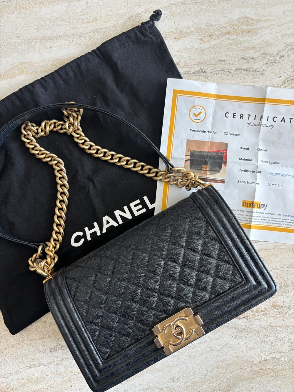 CHANEL | Old Medium Boy Flap Bag in Black Caviar Leather